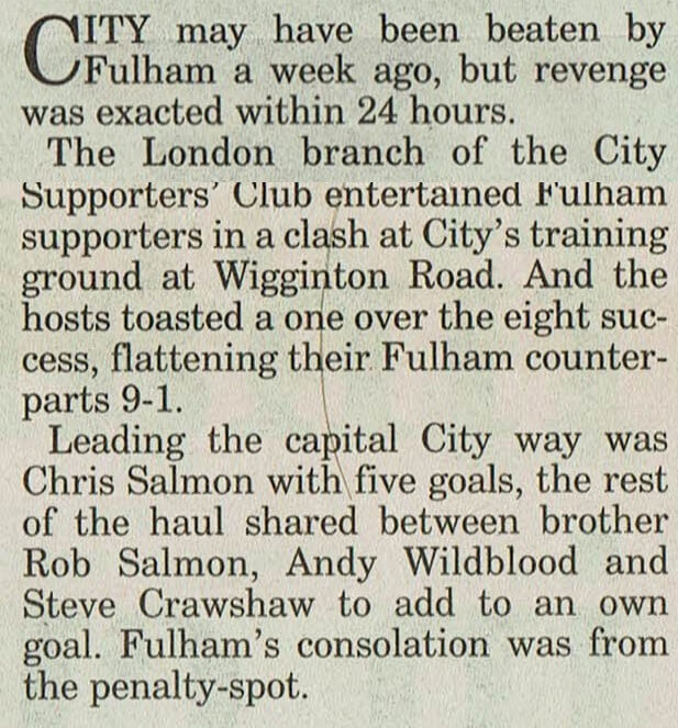YCS host Fulham (YEP 28/03/1998)