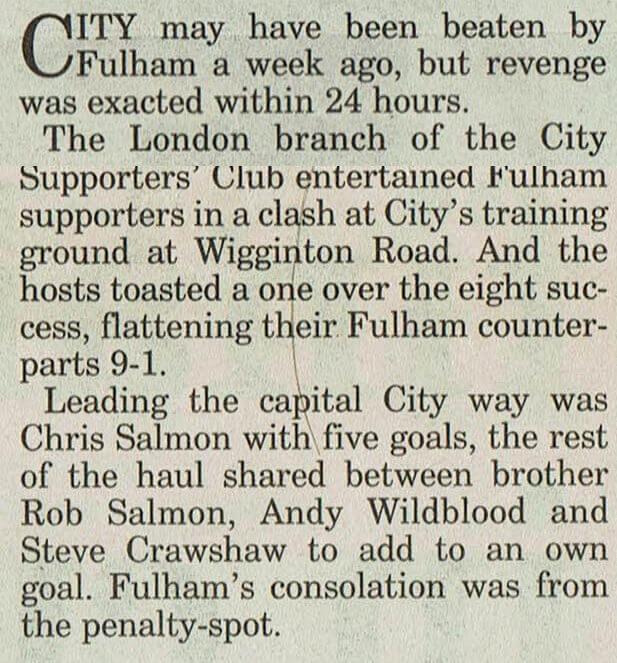 YCS host Fulham (YEP 28/03/1998)